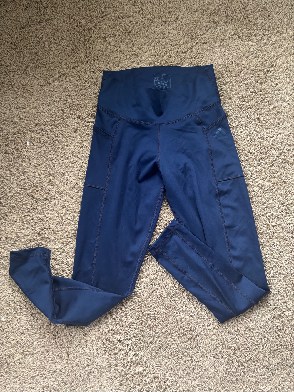 adidas Navy Performance Leggings with Internal Logo Panel
